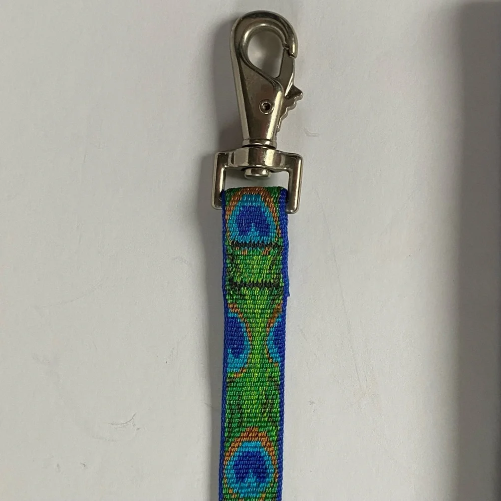 Lupine Lead Leash 2 Feet Short 1” Wide Peacock Green Blue 24” EUC birds pet dog